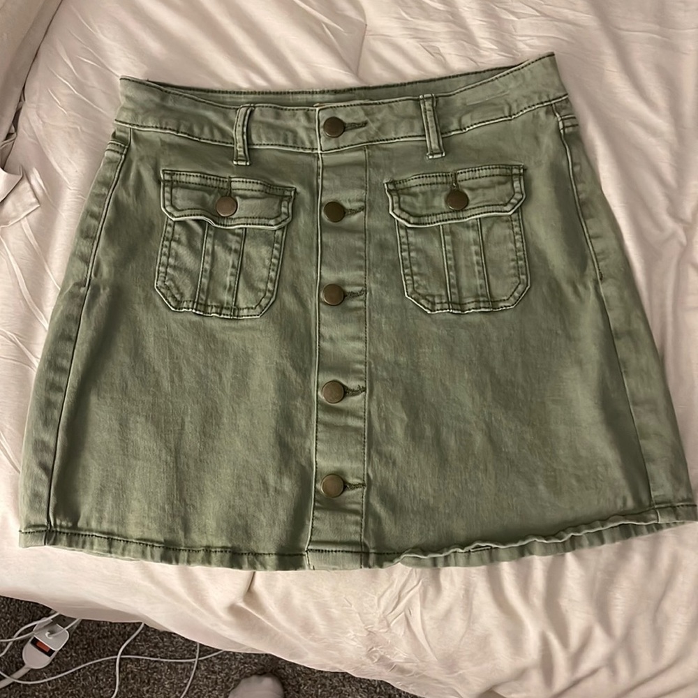 Altar’d State Green Denim Skirt